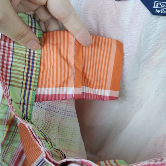 Polo Ralph Lauren Board Shorts Men’s XL Orange Pink Green Plaid Swim Trunks - Picture 13 of 14